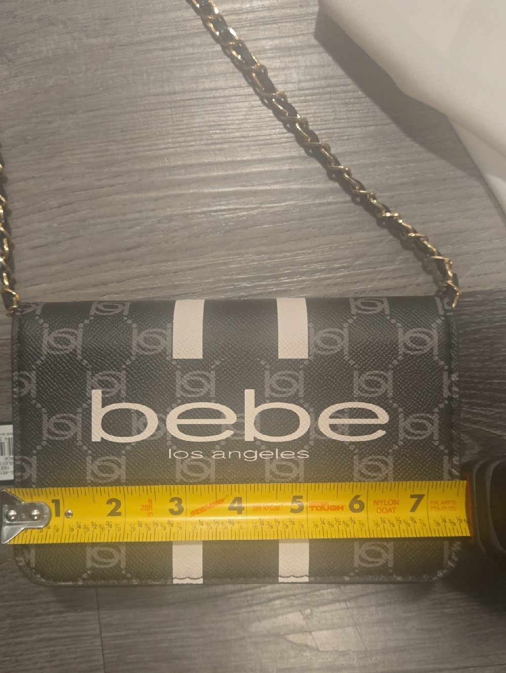 NWT bebe Paisley Flap Crossbody Bag Black Cream Gold Chain MSRP $89 - Picture 2 of 6